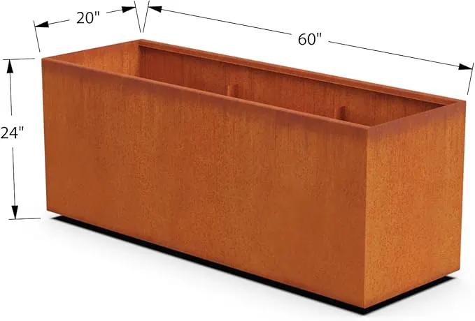 Corten Steel Planter Rectangle Outdoor Metal Garden Box Heavy Duty | Made in USA | Fully Assembled by GreenHaven Gardens