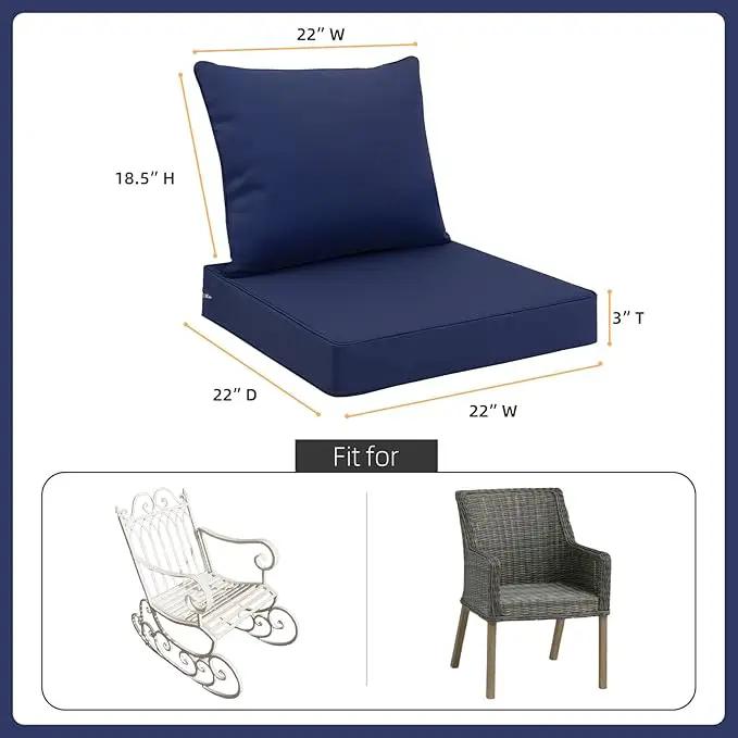 Favoyard Outdoor Seat Cushion Set 22 x 22 Inch Waterproof & Fade Resistant Patio Furniture Cushions with Removable Cover Deep Seat & Back Cushion with Handle and Adjustable Straps for Chair Sofa Couch by GreenHaven Gardens