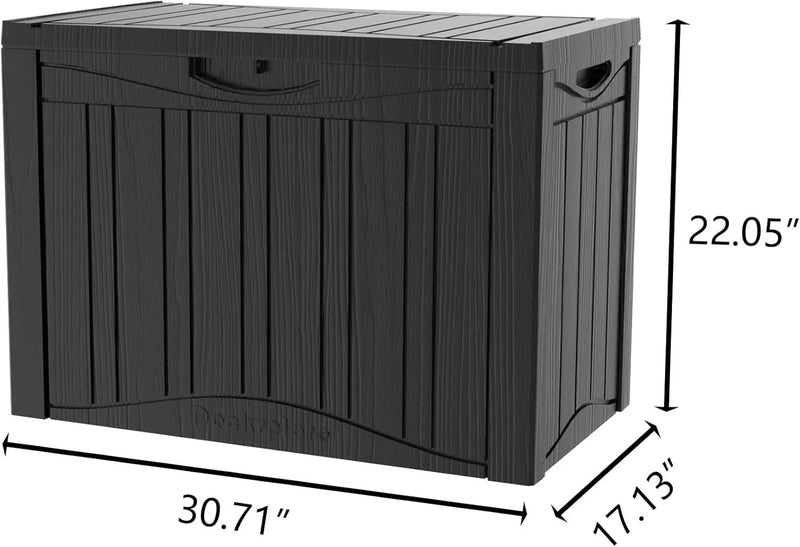 50 Gallon Waterproof Large Resin Deck Box Indoor/Outdoor Lockable Storage Container and Seating for Garden, Pool, and Patio (50 Gallon,Black) by GreenHaven Gardens