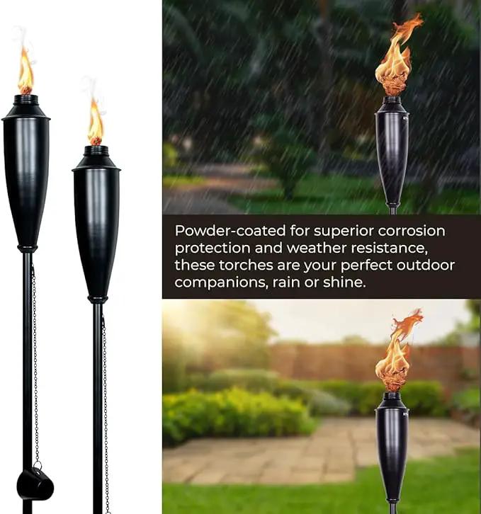 Deco Home Pack of 4 Metal Garden Torches - Citronella for Outdoor Ambiance - Decorative and Functional Citronella Torches for Patio, Lawn, and Backyard - Black by GreenHaven Gardens