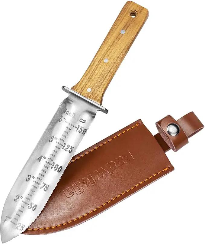 Hori Hori Trowel Knife Japanese Weeding Knife Garden Knife Tool with Sheath for Landscaping Digging, Dividing Plants, Planting Bulbs, Digging Out Weeds, Removing Rocks, Cutting Through Roots by GreenHaven Gardens