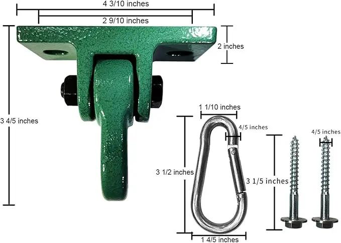 Heavy Duty Green Swing Hangers Screws Bolts Included Over 5000 lb Capacity Playground Porch Yoga Seat Trapeze Wooden Sets Indoor Outdoor (4 Pack) by GreenHaven Gardens