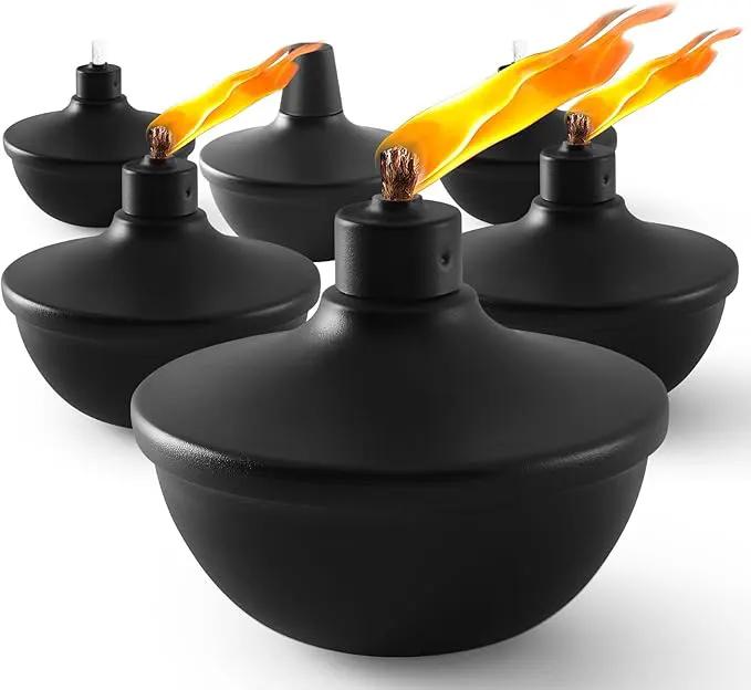 6 Pack Metal Table Top Torches,23.5 oz Citronella Torches for Outside,Refillable Flame Light Torch with Wicks and Covers for Party, Garden Decor,DIY by GreenHaven Gardens