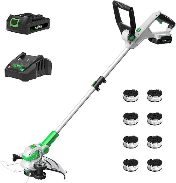 SOYUS Weed Wacker Battery Operated, 12 Inch String Trimmer Cordless, 20V Weed Wacker Electric with Battery and Charger, Lightweight Edger Trimmer with 8 Pcs Replacement Spool Trimmer Lines by GreenHaven Gardens