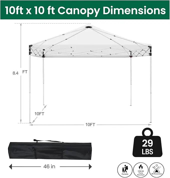 10x10ft Pop Up Canopy Tent,Heavy Duty Waterproof Folding Tent for Camping Parties Events Parties,Outdoor Canopy,Portable Sun Shelter,3 Adjustable Height(White) by GreenHaven Gardens