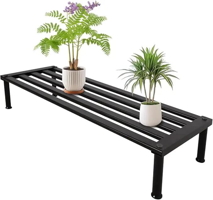 Metal Plant Stand, Rust-proof Aluminum Display Rack, Plants Display Stands Decoration Racks for Living Room Garden Balcony Patio (Ebony, 31.5Inch Low Leg) by GreenHaven Gardens