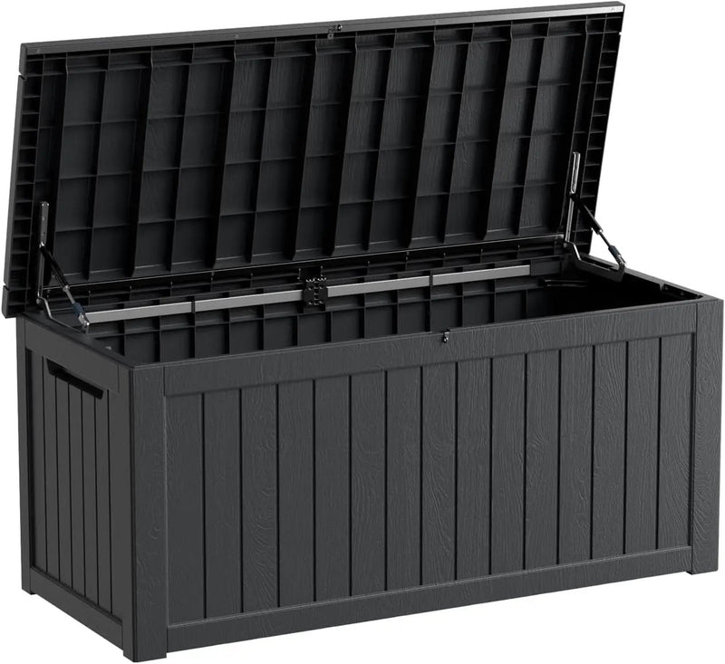 270 Gallon Waterproof Deck Box, Lockable Resin Storage Box for Patio Furniture Cushions Garden Tools and Outdoor Delivery Storage, Black by GreenHaven Gardens