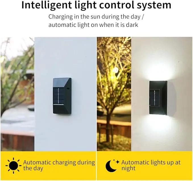 2 Pack Solar Wall Lamps, Solar Fence Lights, Deck Light, LED Solar Wall Lights for Home Garden Porch, Up and Down Lighting Lamp (White Light) by GreenHaven Gardens