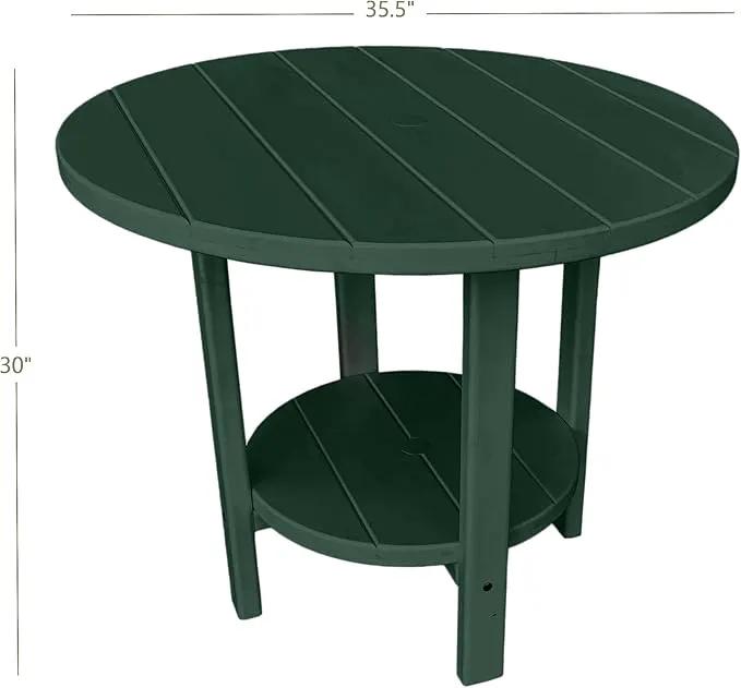 Phat Tommy Round Poly Resin Outdoor Patio Dining Table, All Weather Poly Patio Outdoor Furniture, Green by GreenHaven Gardens