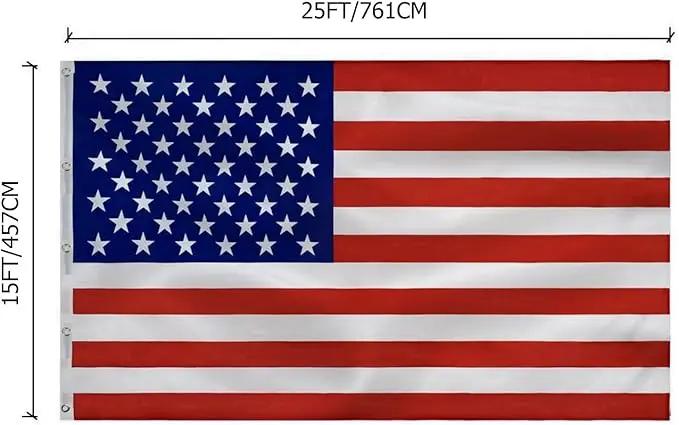 American Flag 15x25 Outside, US Flags for Outdoor Indoor, Heavy Duty Durable, Deluxe Embroidered Stars, Brass Grommets, Sewn Stripes, Vivid Color, Fade Resistant and waterproof by GreenHaven Gardens