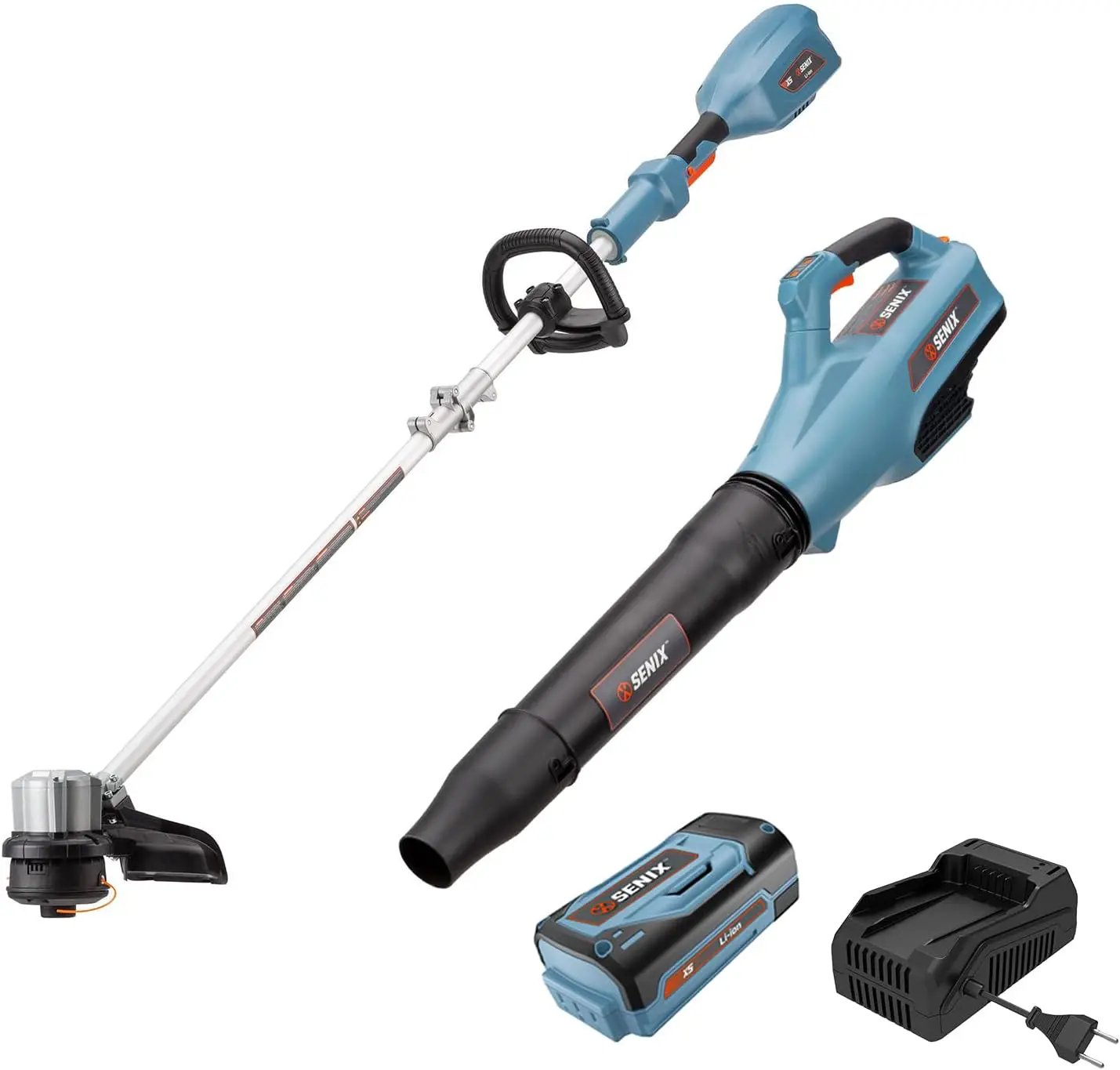 SENIX X5 58V MAX* 2-Piece Cordless Yard Tool Combo Kit with 11“/13" Brushless String Trimmer Weed Wacker,520CFM 3-Speed Leaf Blower,Includes 2.5Ah Battery & Charger (S5K2B1-01) by GreenHaven Gardens