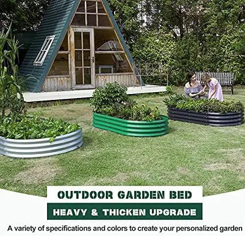 Land Guard 2Pcs Galvanized Raised Garden Bed Kit, Galvanized Planter Oval Large Metal Raised Garden Boxes Outdoor for Vegetables… by GreenHaven Gardens
