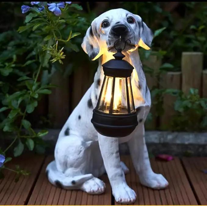 Garden Statues Dog Solar Hanging Light, Courtyard Resin Simulated Handicraft Dog Statue Ornament, Garden Yard Entrance Decoration. by GreenHaven Gardens