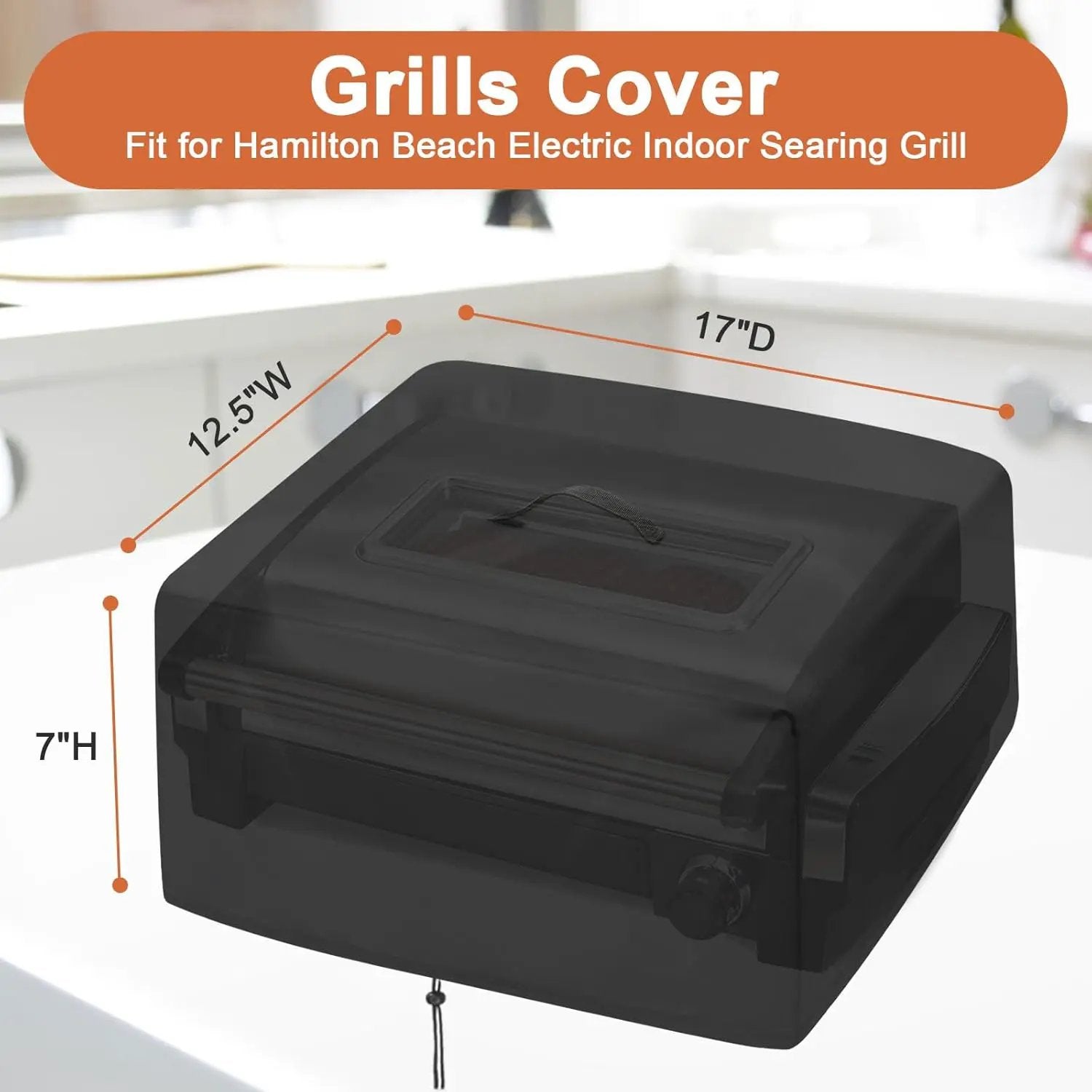 Indoor Grill Cover for Hamilton Beach 12.5x17x7in Electric Grill, Dust-Proof, Portable - Black by GreenHaven Gardens
