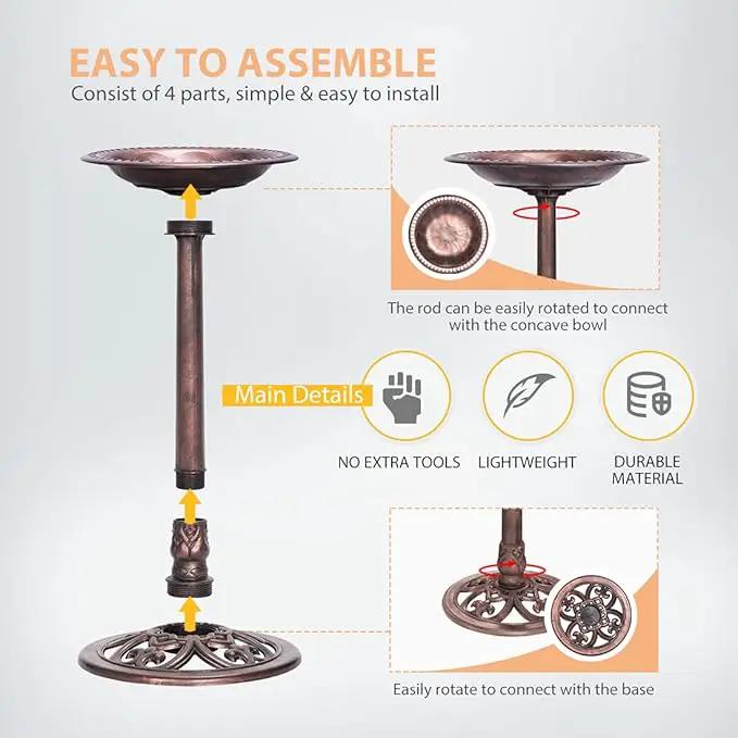 VIVOHOME 28 Inch Height Polyresin Lightweight Antique Outdoor Garden Bird Bath Bronze by GreenHaven Gardens
