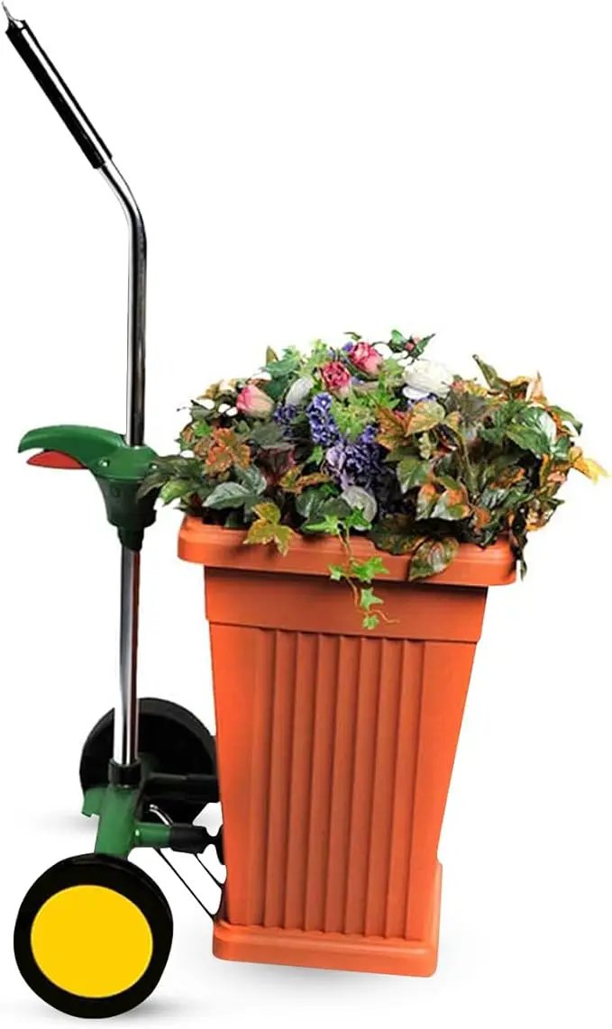 EJWOX Garden Pot Mover with Adjustable Handle - Heavy Duty Plant Dolly Caddy with Sturdy Flat-Free Wheels and Gripping Suction Cups, Max 165 Lbs Weight Capacity by GreenHaven Gardens