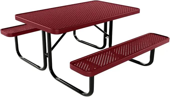 Coated Outdoor Furniture Heavy-Duty Portable Outdoor Kids Table, Punched Steel Kids Picnic Table, Commercial-Grade Picnic Table, Made in America (4ft Rectangular, Childrens, Burgundy) by GreenHaven Gardens