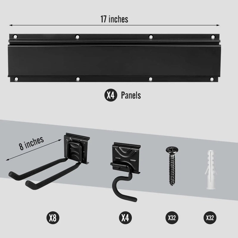 Garage Garden Tool Storage Rack Organizer Wall Mount, Yard Shovel Rack Holder Organization, Heavy-Duty Extra Width Panels for Hanging Landscaping Equipment,Ladders,Sport Gears,Hoses,Lawn Trimmer by GreenHaven Gardens