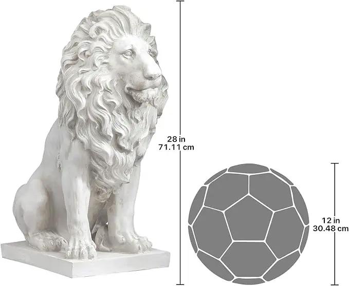 Design Toscano Lion of Florence Sentinel Indoor/Outdoor Animal Statue, 28 Inch Tall, Cast Stone Resin, Antique Stone Finish by GreenHaven Gardens