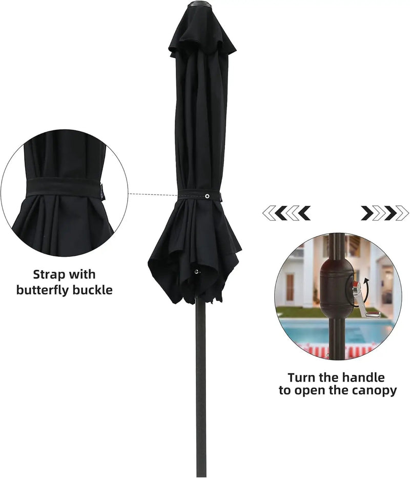 Aok Garden 7.5 ft Patio Umbrella Outdoor Market Umbrella Tilt Button and Crank 6 Ribs for Deck Lawn Pool& Backyard by GreenHaven Gardens