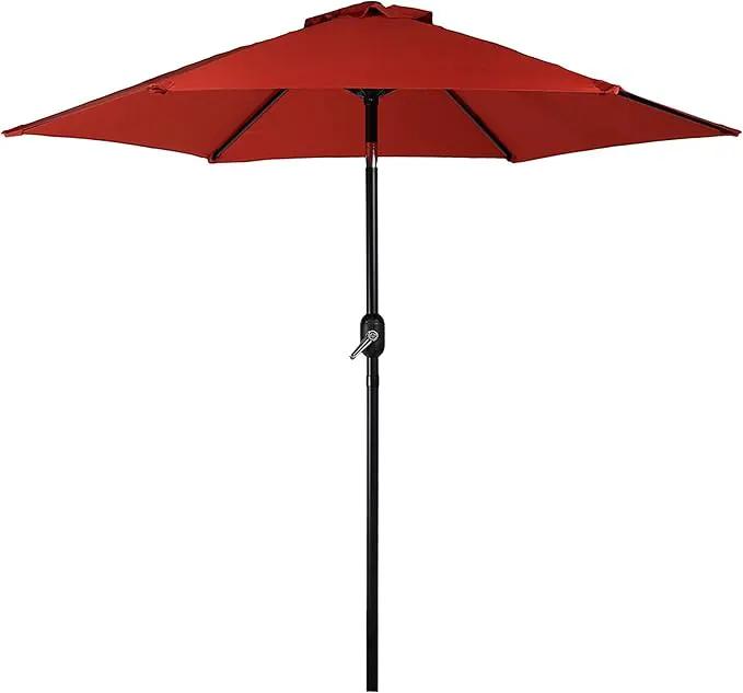 Sunnydaze Outdoor Patio Umbrella - Polyester Table Market Umbrella with Push-Button Tilt and Crank - 6 Sturdy Ribs - Burnt Orange - 7.5ft by GreenHaven Gardens