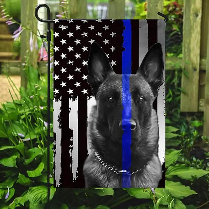 Flags-Belgian Malinois. Police Dog. K9 Flag THB2142F, Garden Flag (11.5" x 17.5")-USA House Garden Flags Premium Polyester-Decorative Outdoor Flags by GreenHaven Gardens