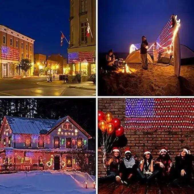 American Flag Lights 420 Super Bright LEDs, Waterproof LED US Flags Light for 4th of July Decorations, Memorial Day, Independence Day, Garden, Yard, Holiday, Party, Christmas Decorations by GreenHaven Gardens