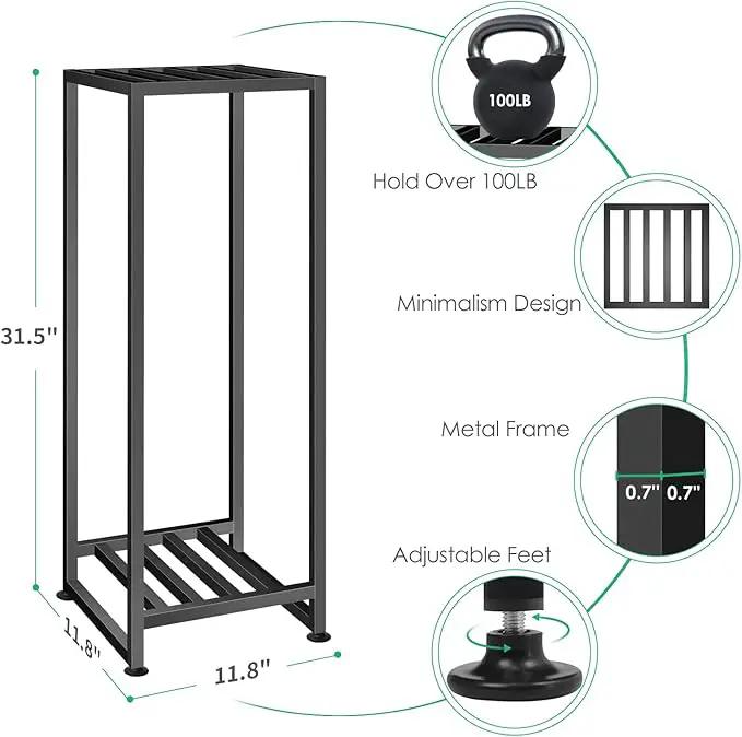 Plant Stand Indoor Outdoor, Wrought Iron Plant Stands 2 Tier Heavy Duty Metal Pedestal Stand Decorative Flower Stand for Patio Garden Deck Living Room by GreenHaven Gardens