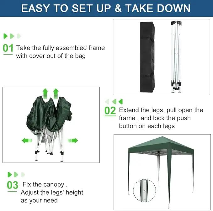 Outvita 6.5x6.5ft Pop Up Canopy Tent, Outdoor Instant Shelter Folding Canopy with Carry Bag for Commercial Events, Party, Backyard BBQ, Camping Green by GreenHaven Gardens