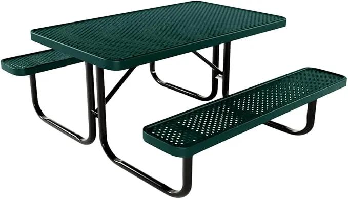 Coated Outdoor Furniture Heavy-Duty Portable Outdoor Kids Table, Punched Steel Kids Picnic Table, Commercial-Grade Picnic Table, Made in America (4ft Rectangular, Childrens, Textured Dark Green) by GreenHaven Gardens