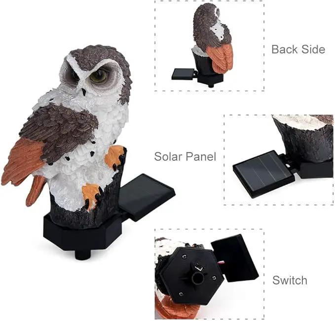 ASFSKY Gift for Owl Lovers Garden Solar Hanging Owl Statue Waterproof Outdoor Hanging Garden Decorations (Brown) by GreenHaven Gardens