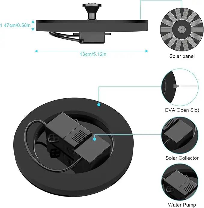 Solar Fountains,Solar Water Fountain,Solar Powered Bird Bath Fountain with 6 Nozzles - Free Standing Floating Solar Water Fountain for Bird Bath, Garden, Pond, Pool (Black-1W) by GreenHaven Gardens