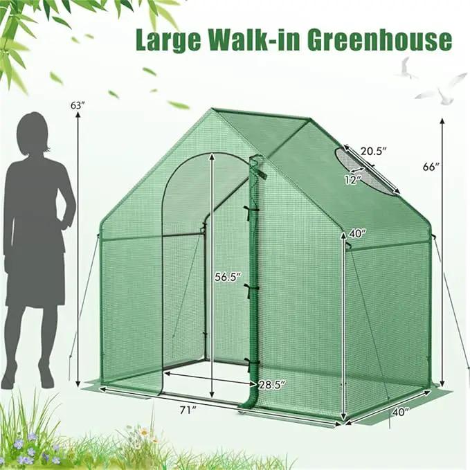 71x40x66 Walk-in Mini Greenhouse Kit for Outdoors with Durable Greenhouse Plastic Cover, 4-Tier Small Green Houses for Outside Gardening & Plant Protection, Portable Indoor Green House by GreenHaven Gardens