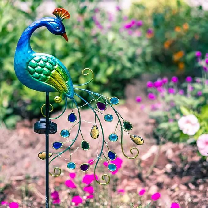 VEWOGARDEN Metal Peacock Solar Garden Lights Stakes - Waterproof Landscape Path Lights for Outdoor Patio Lawn Yard Decorations (38"*14"*2.5")Outdoor by GreenHaven Gardens