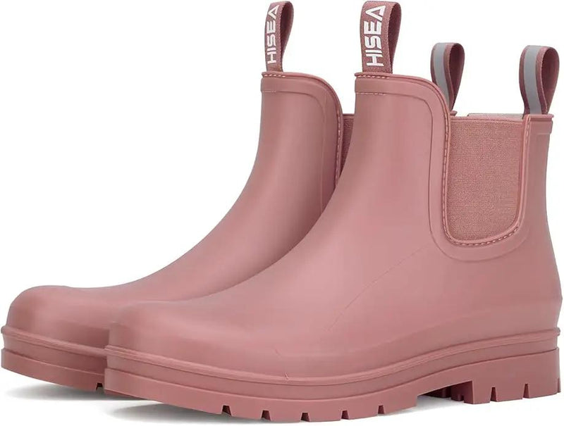 HISEA Women's Short Rain Boots Waterproof Garden Shoes Rubber Chelsea Boots Anti-Slipping Rainboots for Ladies with Comfort Insole Lightweight Stylish Ankle Rain Shoes Outdoor Work Booties by GreenHaven Gardens