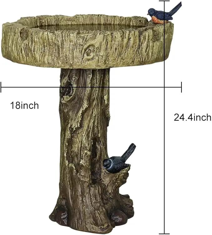 SKYFIRE 24.4” H Fibre Reinforced Concrete Outdoor Garden Bird Bath with Birds, Woodland Tree Trunk Decoration Yard Statue，Pedestal Birdbaths for Outdoors, Garden, Patio, Lawn, Backyard by GreenHaven Gardens