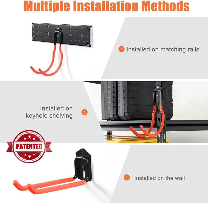 Ultrawall Multi-Storage Garage Hooks, Utility Rack with Multiple Installation Methods, Wall-Mounted Garden Tool Organizer System for Shovels, Rakes, Ladders,17pcs by GreenHaven Gardens