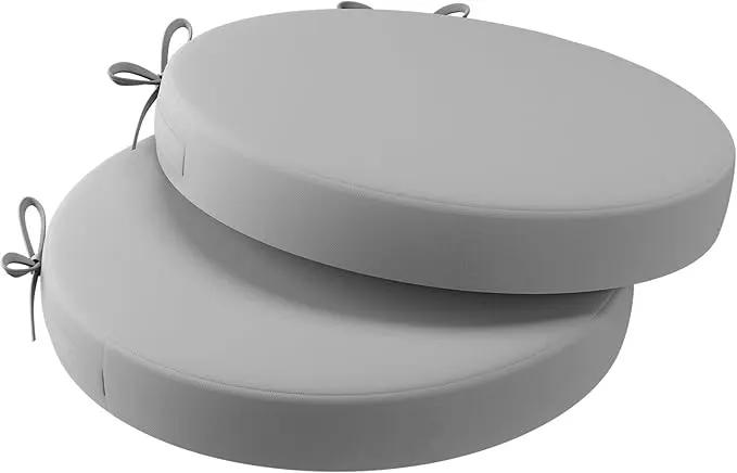 AAAAAcessories Outdoor Seat Cushions for Chairs, Waterproof, Fade-Resistant Patio Furniture Replacement Cushions, 15" x 15" x 2", Set of 2, Gray by GreenHaven Gardens
