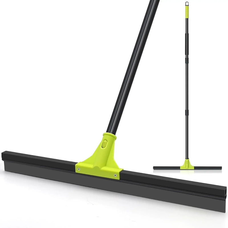 Floor Squeegee Heavy Duty, 24” Rubber Foam Water Scraper Broom, Epoxy Wiper Mop with 62 inches Long Handle for Cleaning Concrete Pool Rug Garage Deck Shower Window Outdoor Indoor (Green) by GreenHaven Gardens