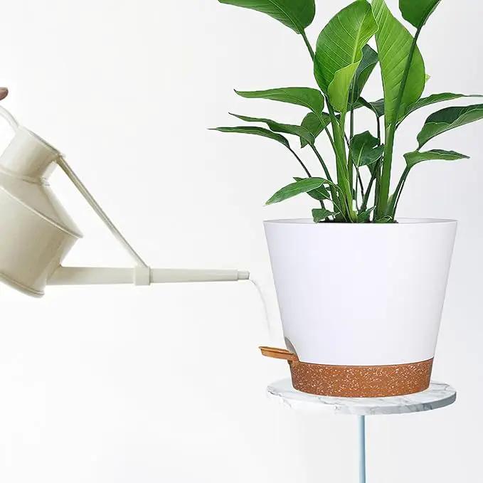 12+12Inch 2Pack Large Flower Pots for Indoor/Outdoor Plants,Self Watering Planters with Reservoir and Drainage Hole White Plastic Planting Pots Modern Home Decor Gift Idea by GreenHaven Gardens