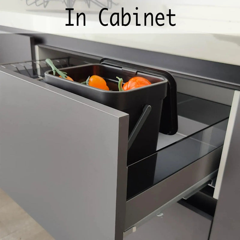 LALASTAR Countertop Compost Bin with Lid, Hanging Small Trash Can with Lid Under Sink for Kitchen, Food Waste Bin for Countertop, Mountable Garbage Can for Bathroom, RV, 5L/1.3 Gal, Black by GreenHaven Gardens