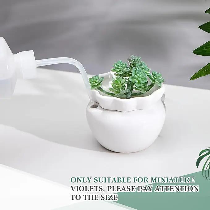 4 Set 4 Inch African Violet Pots Self Watering White Ceramic Planter Highly Absorbent Inner Planter Pot for Indoor Plants Plant Lovers Ideal Plant Pot Thriving Plant Flower Maintenance by GreenHaven Gardens