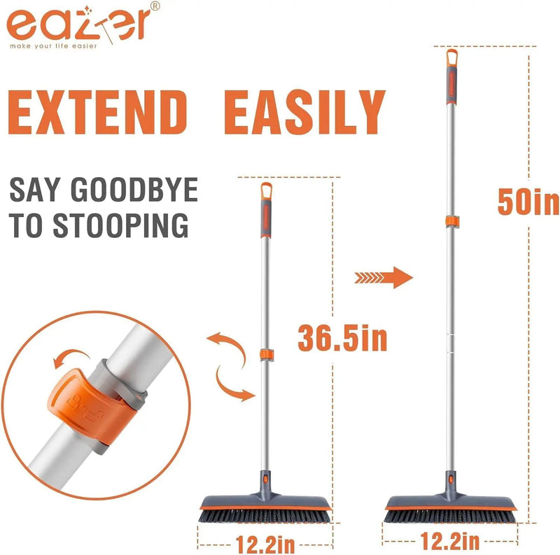 Eazer Floor Scrubber Brush, 2-in-1 Deck Scrubber Brush with Long Handle, Soft & Hard Bristle Brush for Cleaning Concrete, Squeegee Broom for Floor,Bathroom Garage,Kitchen,Wall,Tile and Swimming Pool by GreenHaven Gardens