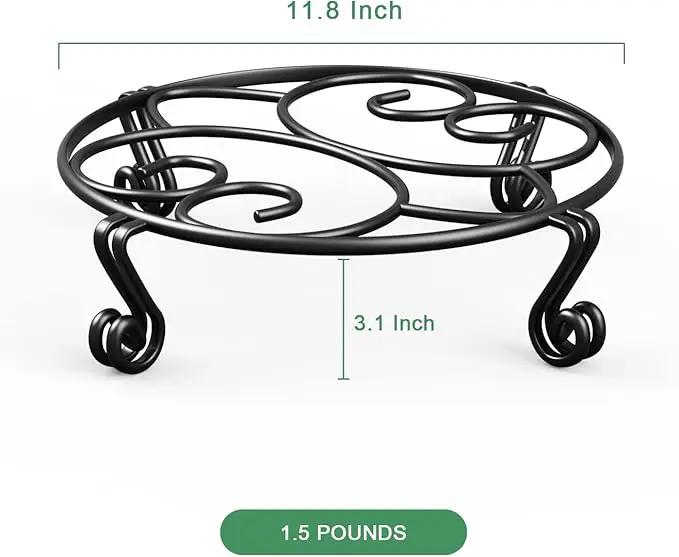 Yimobra 2 Pack Plant Stand for Flower Pot Heavy Duty Potted Holder Indoor Outdoor Metal Rustproof Iron Garden Container Round Supports Rack for Planter (11.8Inches, Black) by GreenHaven Gardens