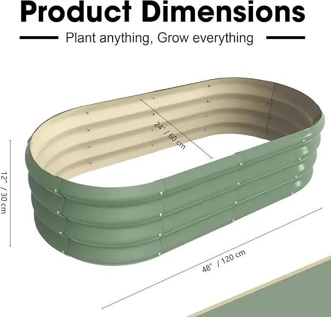 4x2x1ft Oval Galvanized Raised Garden Bed Outdoor 9-in-1 Large Metal Modular Planter Box Raised Beds for Gardening,Vegetables,Fruits,Flowers & Herbs (Green) by GreenHaven Gardens