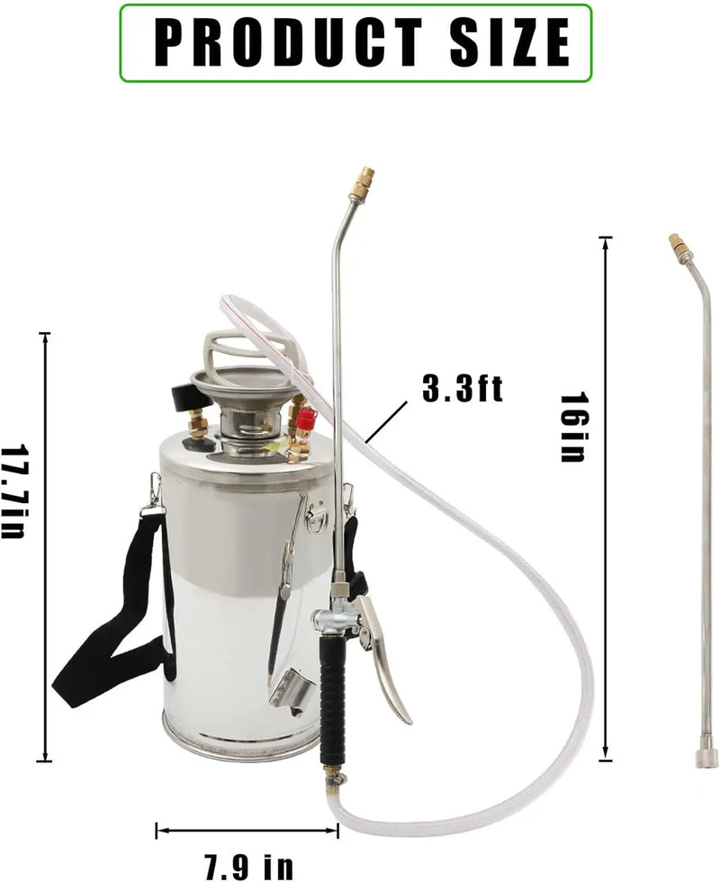1.5 Gallon Stainless Steel Sprayer Hand Pump Sprayer with Pressure Gauge Safety Valve Adjustable Nozzle for Gardening Lawn and Cleaning by GreenHaven Gardens