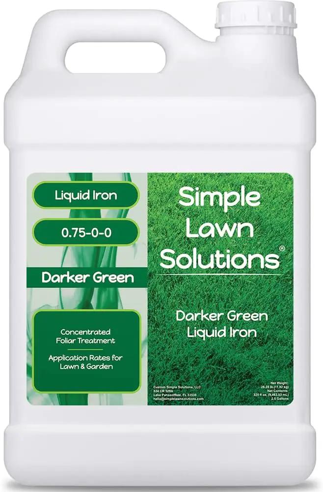 Simple Lawn Solutions - Liquid Iron Darker Green - Chelated Micronutrients - Concentrated Booster for Lawn, Indoor Plants and Outdoor Garden (2.5 Gallon) by GreenHaven Gardens