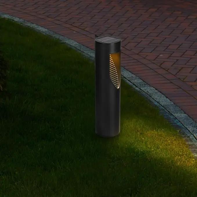 Techko Outdoor Solar Cylinder Bollard Path Lights, Modern Design, Waterproof IP65, Garden Lights for Landscape, Yard, Walkway, Pathway, Matte Black by GreenHaven Gardens