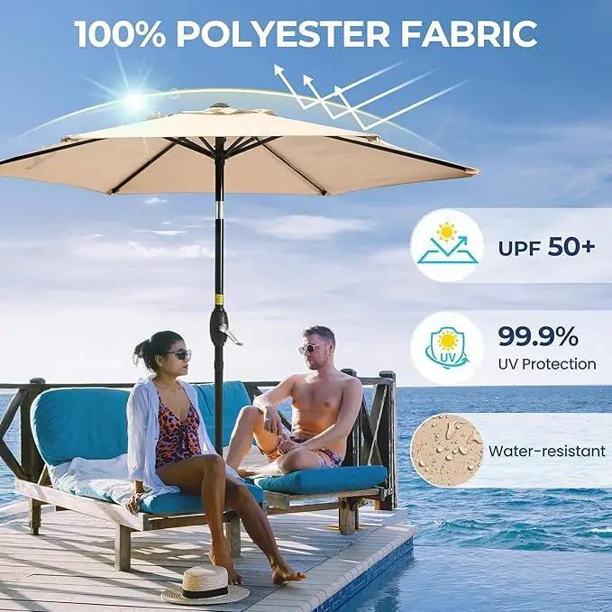 Aok Garden 7.5 ft Patio Umbrella Outdoor Market Umbrella Tilt Button and Crank 6 Ribs for Deck Lawn Pool& Backyard by GreenHaven Gardens
