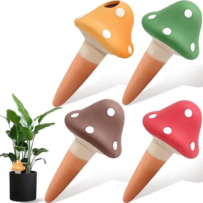 4PCS Terracotta Self Watering Spikes, Mushroom Shaped Self Watering Globes, Slow Release Self Watering Planter Insert, Plant Watering Globes for Indoor and Outdoor Plants by GreenHaven Gardens